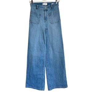 FRAME Le Slim Palazzo High Rise Wide Leg Jeans Wilson Clean Blue Size 26